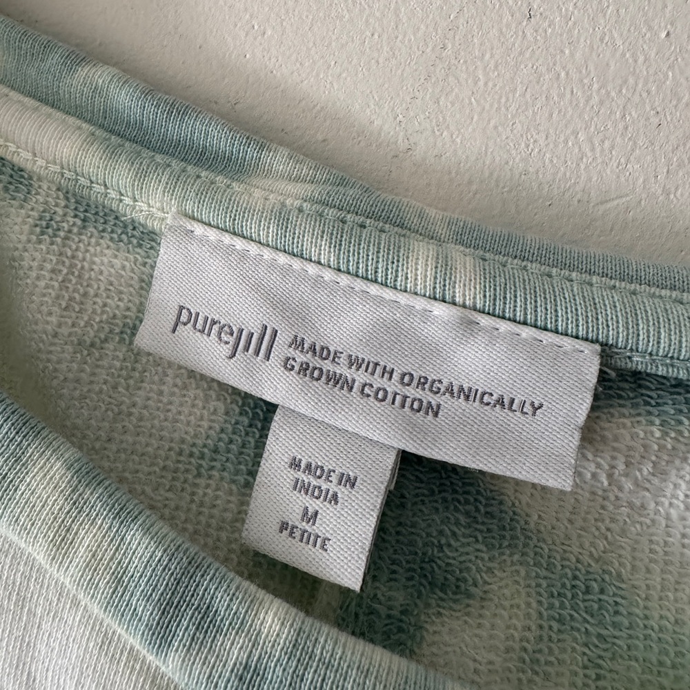 PureJill Tie Dye French Terry Oversized Pullover Green and White Organic - Picture 5 of 5